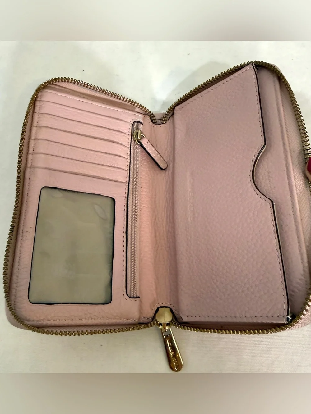 Michael Kors Blush Pink Pebbled Leather Wallet Wristlet with Replacement Strap